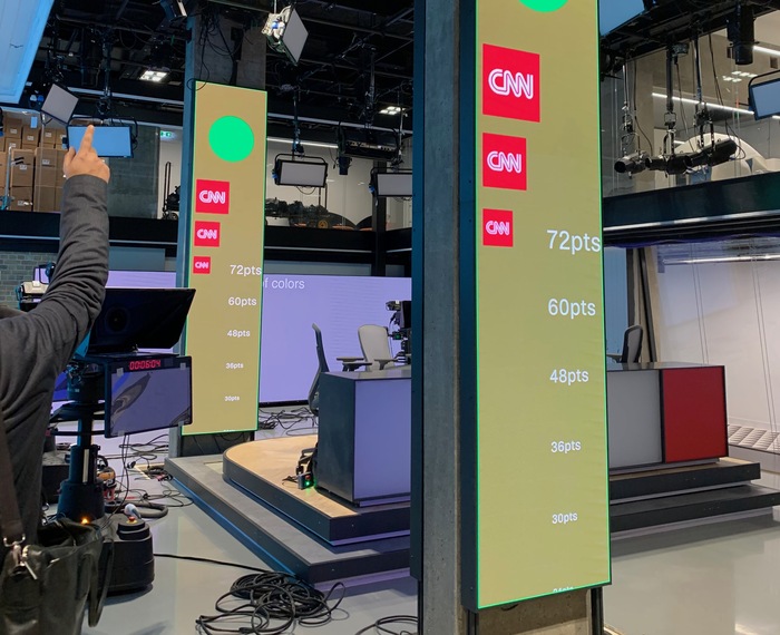 Testing graphics in TV studio