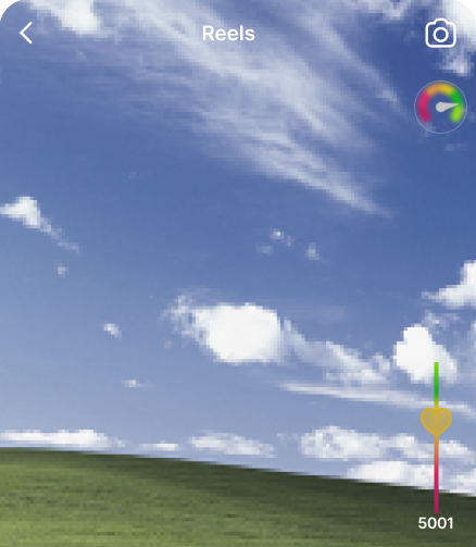 The iterated Like-O-Meter reaction slider: a sidebar control with colour-banded abstraction replacing the numerical dial
